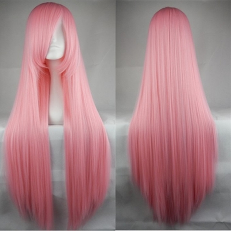 All-purpose wig, high-temperature silk, multi-color long straight hair cosplay wig, female anime cosplay, European and American style, 75CM details Picture