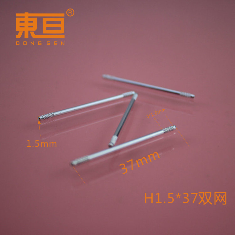 H1.5*37 double-mesh embossed axle, iron axle, hardware axle, toy axle, both ends are embossed with mesh patterns and the surface is galvanized details Picture