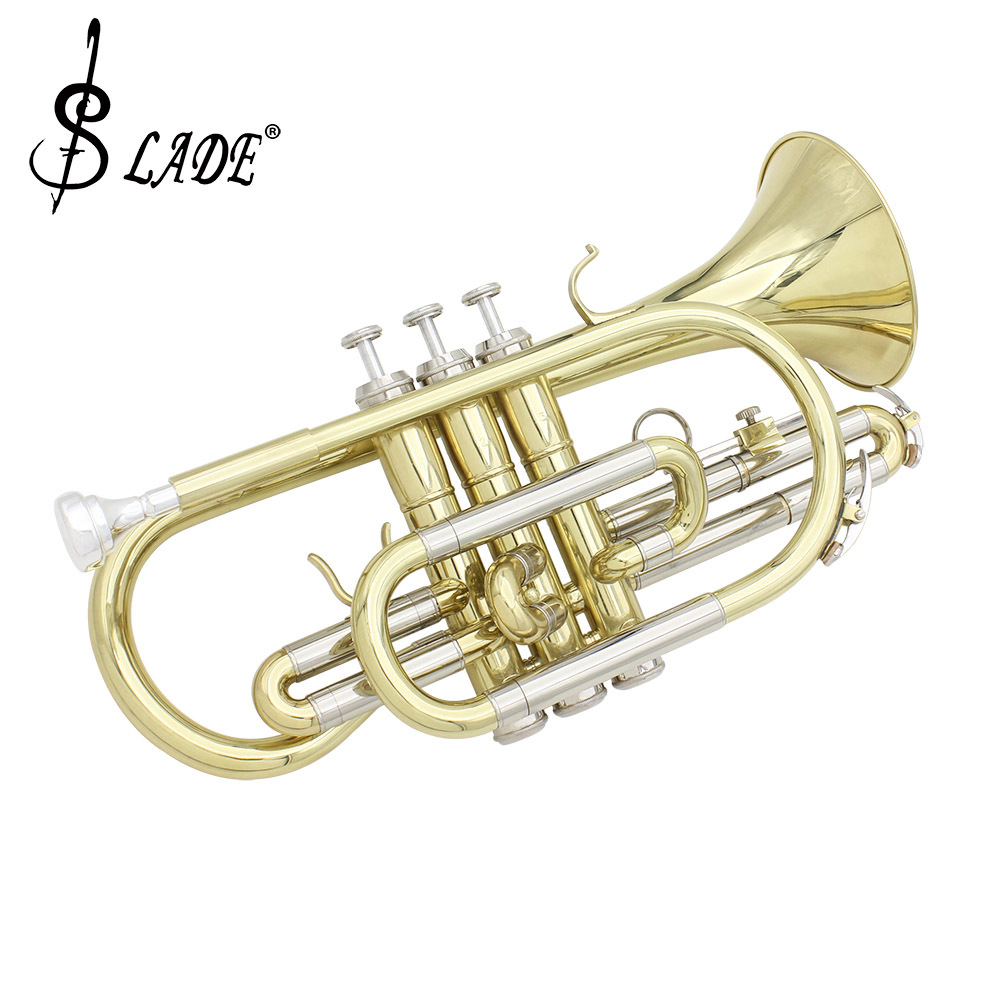 SLADE B-flat trombone, brass body, gold and silver, palm horn, miniature trumpet, mini trumpet, tritone Item Picture