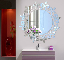 跨境热销 镜面水滴镜子周边装饰墙贴 3D立体镜面墙贴不含中间圆形
