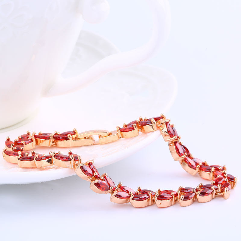 Wicker and rice grain bracelet, Kashi jewelry, European and American bracelet, fashionable bracelet, color-preserving copper zircon jewelry wholesale Specification image