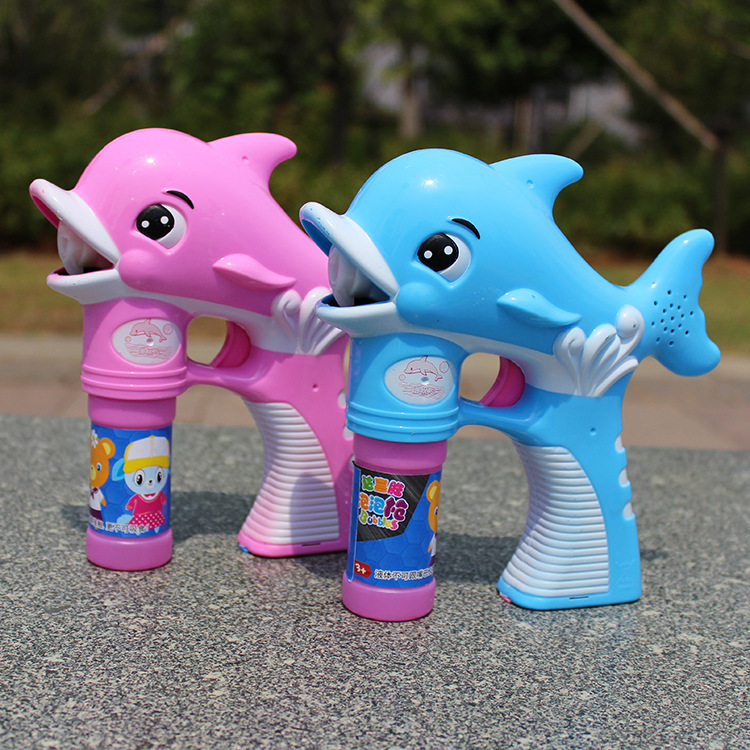 新款儿童礼品玩具电动泡泡枪海豚全自动吹泡泡水枪音乐灯光泡泡机
