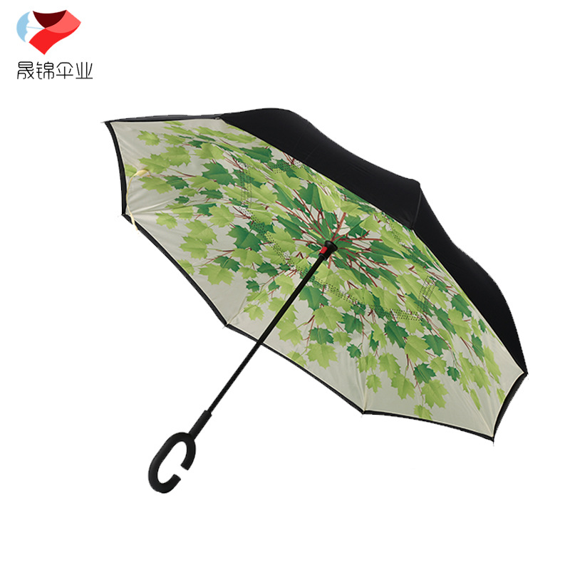 【反向伞】创意款自动反向伞 定制汽车反向伞双层C型直杆晴雨伞图