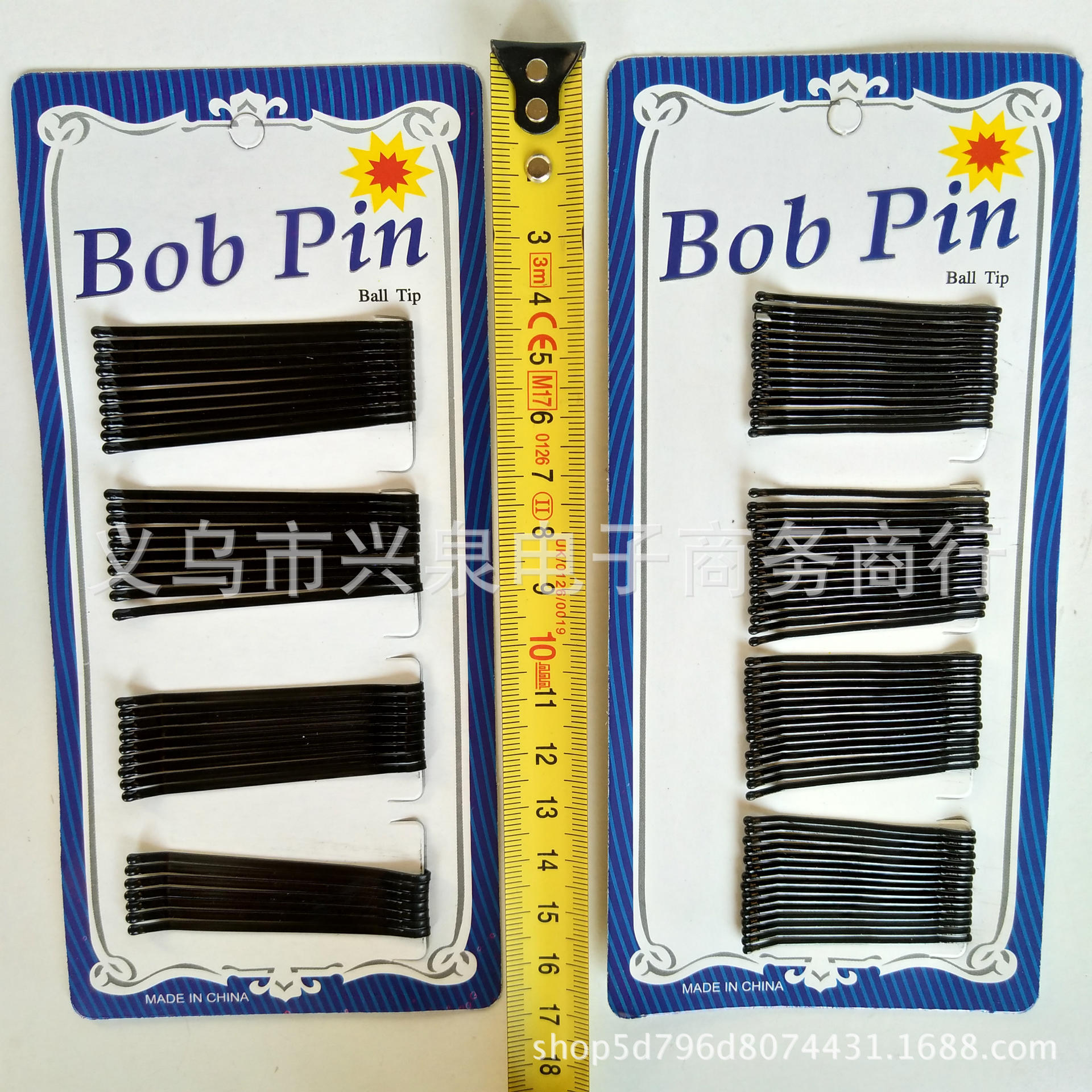 【1-9 Zones 】 Blue Card Hairpins 10 cards per bundle 1500 per box, one-yuan store, Blue Card black metal one-piece hairpins, one-piece clips, one-yuan department store supply Application Scenario