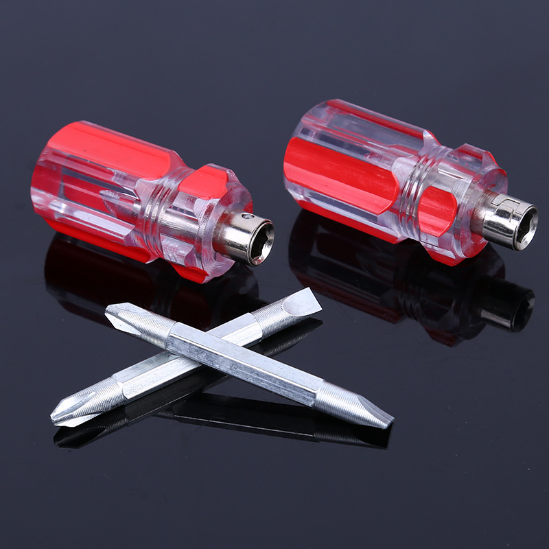 Mini dual-purpose replaceable head crystal magnetic telescopic radish head screwdriver, straight cross transparent screwdriver details Picture