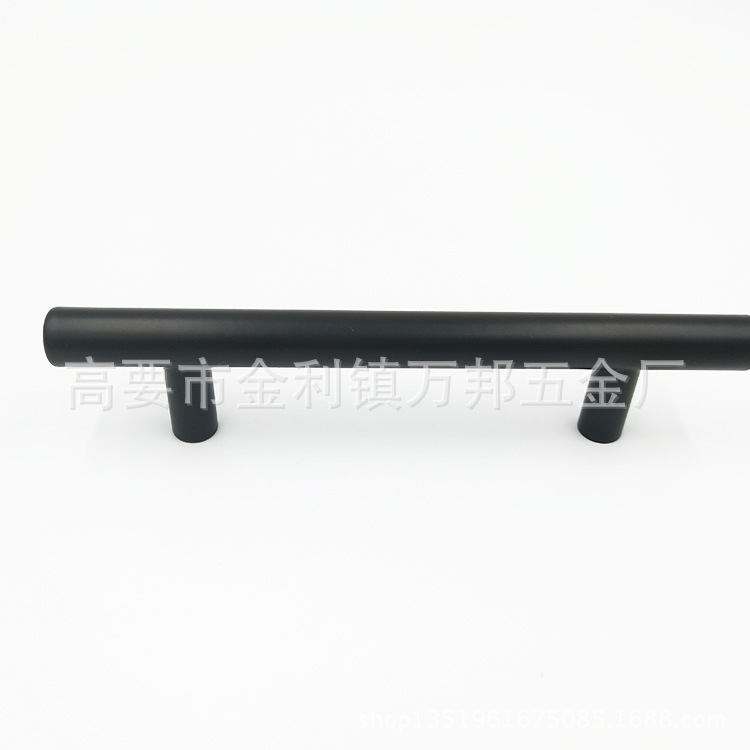 Wholesale black T-shaped cabinet door handles, modern and simple stainless steel hollow cabinet door handles, round tube handles Specification image
