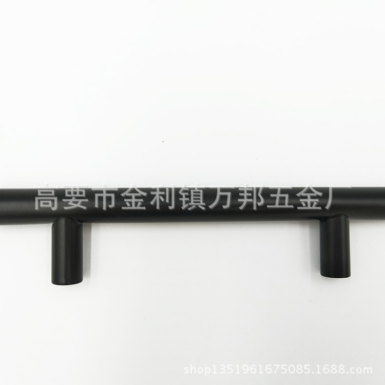 Wholesale black T-shaped cabinet door handles, modern and simple stainless steel hollow cabinet door handles, round tube handles details Picture