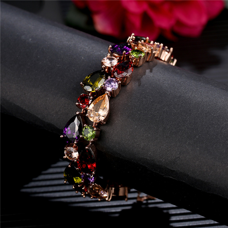 Mona Lisa bracelet, European and American colored zircon, seven-color rose gold bracelet, exaggerated small commodities from Yiwu street stall Specification image