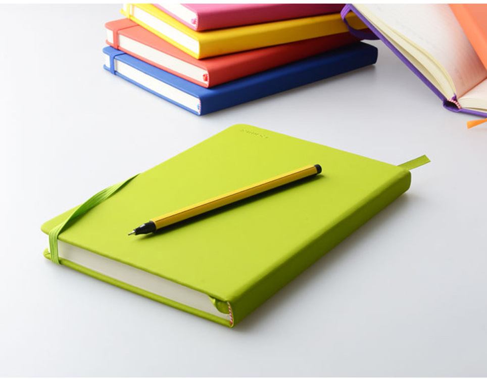Solid Color Hardcover Business Notepad A5 Imitation Leather Notebook Logo Cross-Border Foreign Trade Binding Book Wholesale Specification drawing