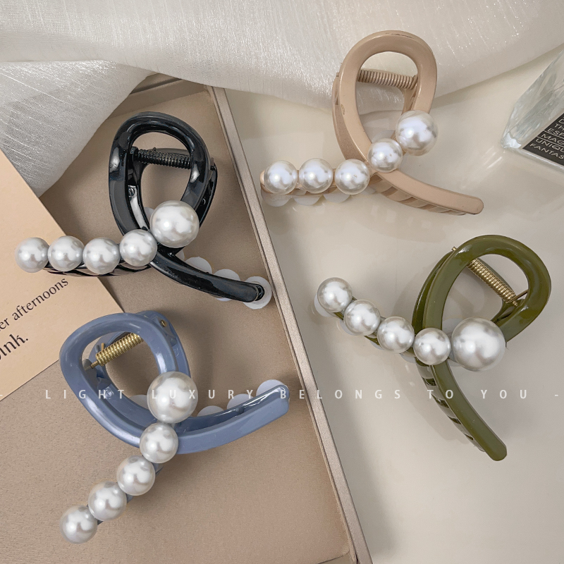 Pearl Hairpin Female Niche Simple Ins2023 New High Appearance Level Temperament Shark Clip All Grab Clip Headwear Specification drawing