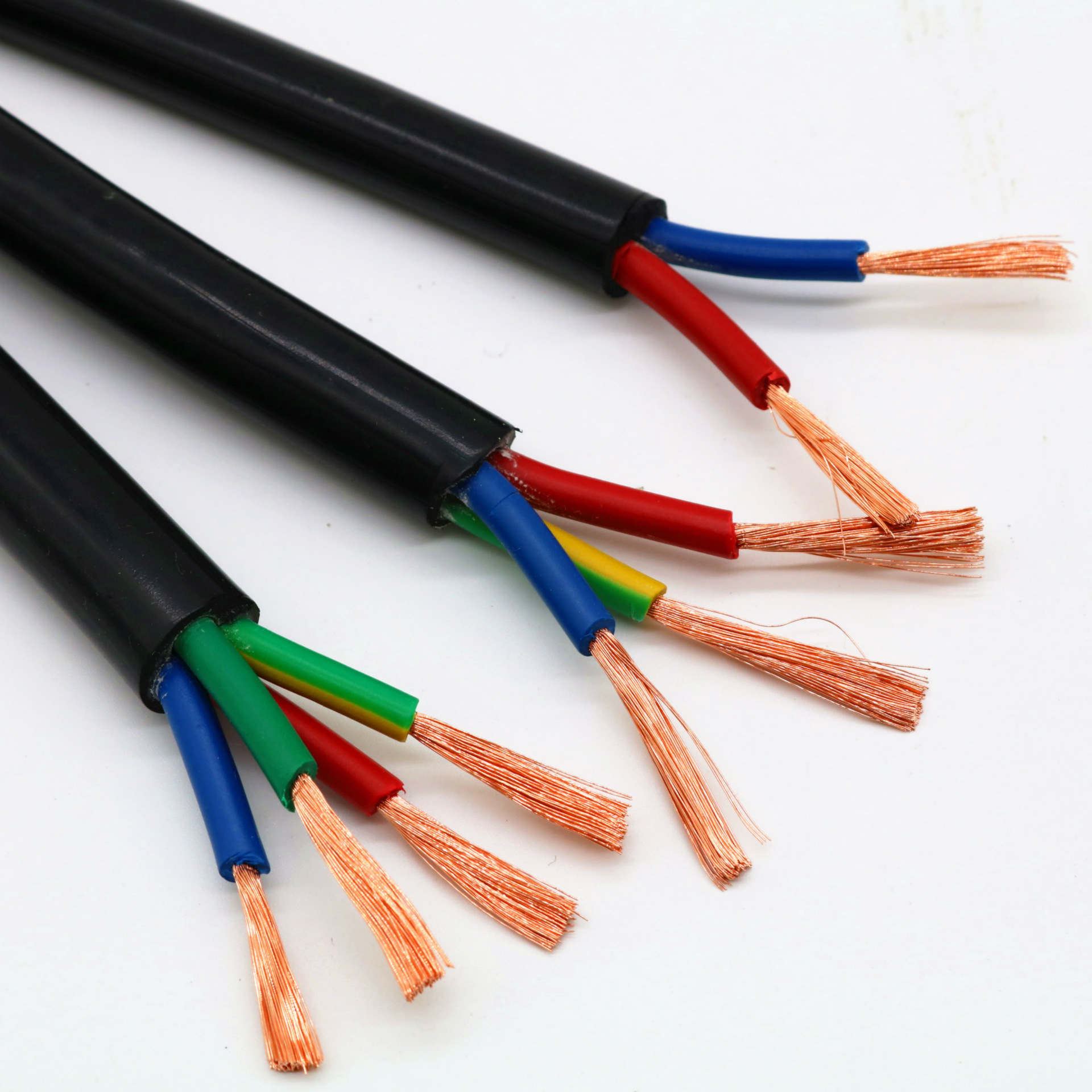 Copper core cable, waterproof power cord, flexible sheathed wire, RV2 core, 3-core, 1.5, 2.5, 1, 4, 6, 10, 16 square Item Picture