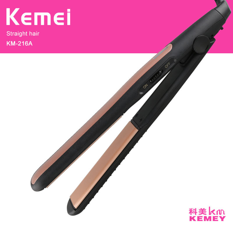 Cross-border Kemei KM-216A straight hair straightening splint for Women, no damage to bangs, power generation splint, straight and curly dual-purpose Application Scenario
