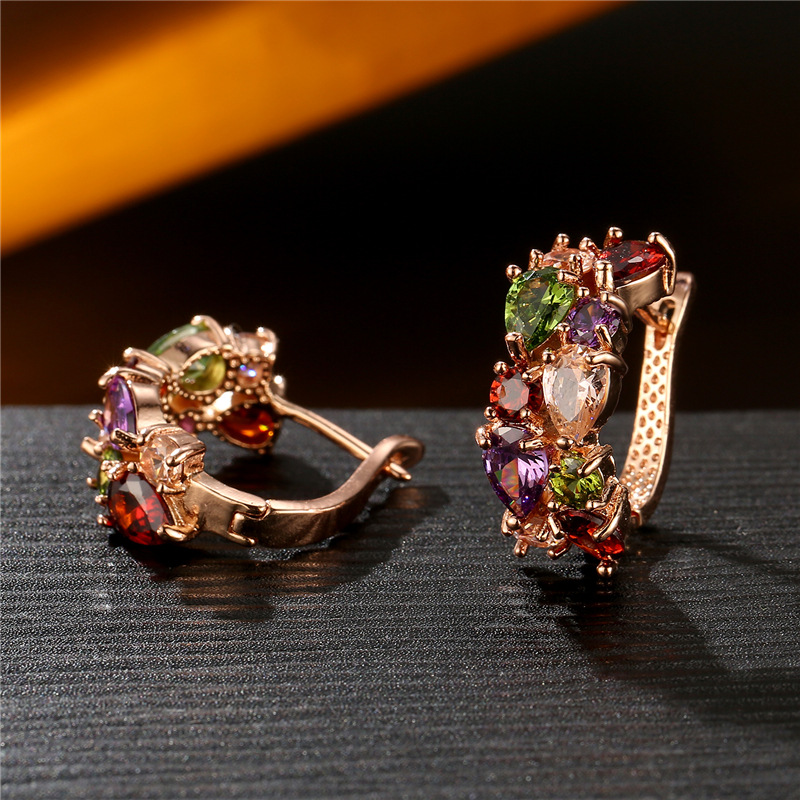 Mona Lisa earring, a best-selling crystal zircon fashion rose gold earring in Europe and America, zircon earrings, cross-border earrings Specification image