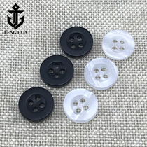 Pearl buckle wide edge black four eyes resin button shirt T-shirt jacket button collar cuff button QQ child