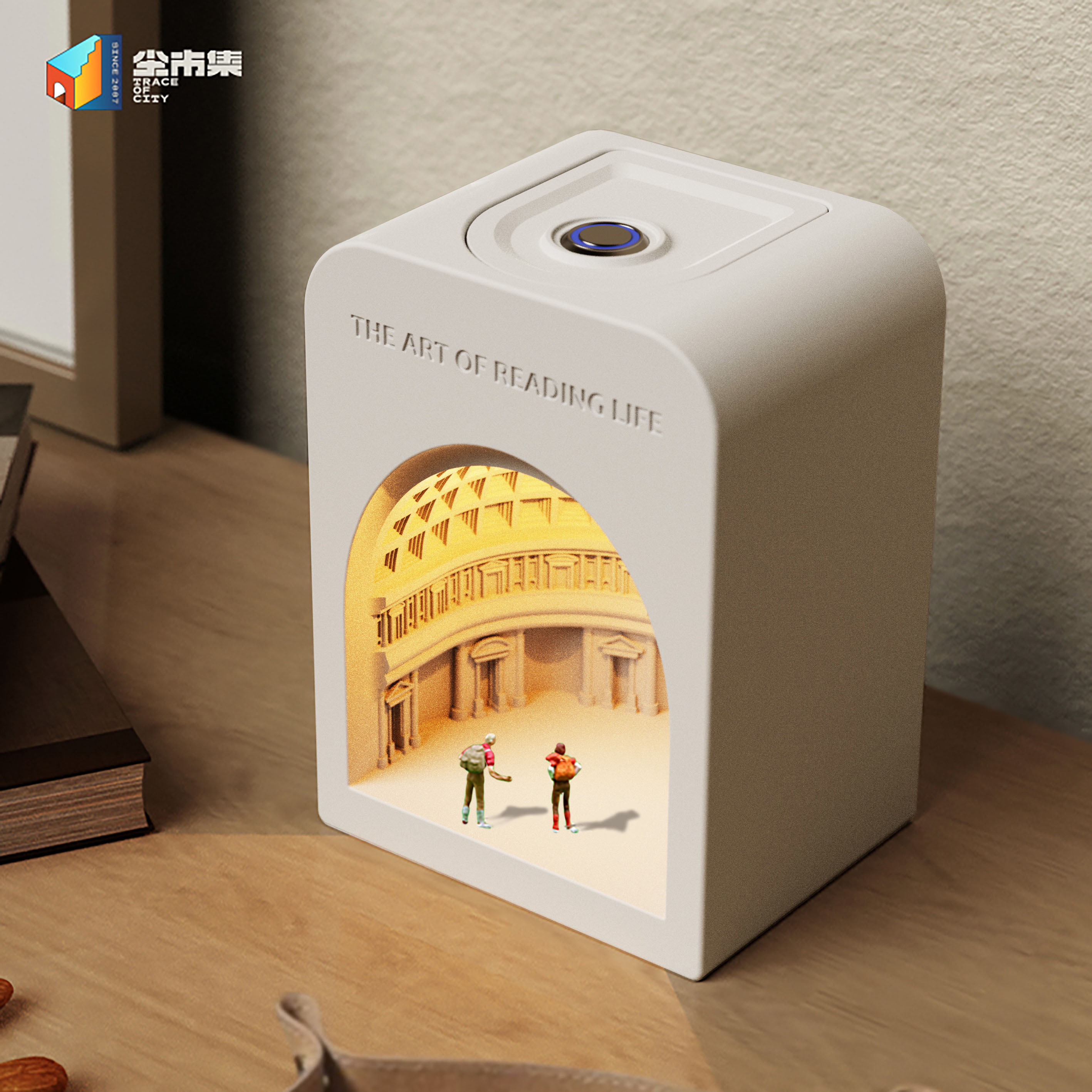 Dust Market Pantheon Table Lamp, Touch Bedside Night light, Cement Building decoration Atmosphere Light, Creative Gift box Application Scenario