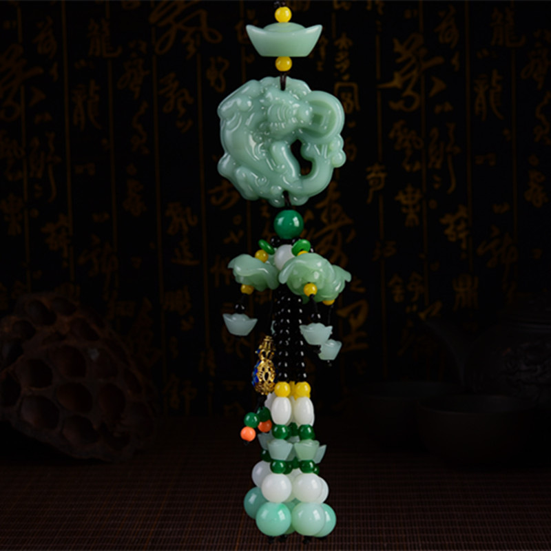 Car pendants, jade PI Xiu ornaments, high-end rearview mirror pendants, safety amulets for entry and exit, interior wall decorations, crystal gourds, Chinese trend Specification image