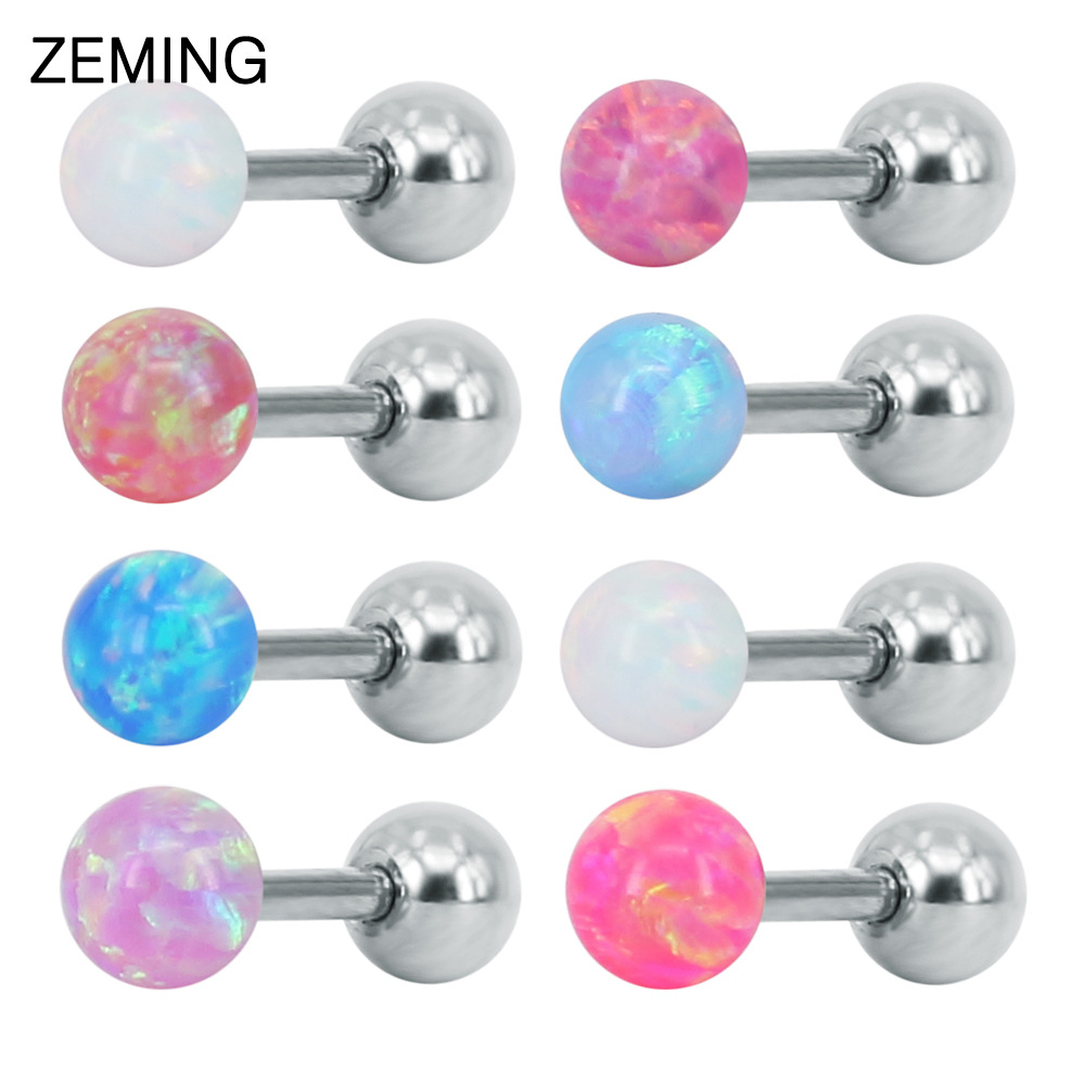 韩国时尚澳宝耳钉欧泊耳骨钉圆球百搭钛钢耳环流行软骨穿刺耳蜗钉