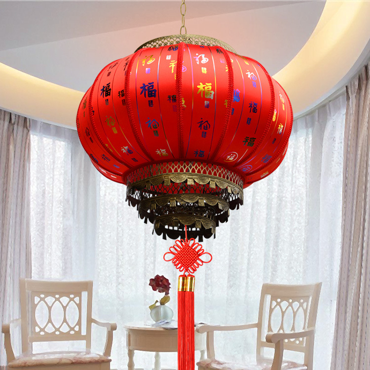 户外圆羊皮灯笼吊灯挂饰大红结婚新年中国风仿古中式广告灯笼详情图3