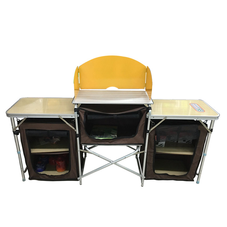 Green Light Forest New enhanced version Korean outdoor aluminum alloy portable barbecue table, folding kitchen table, windproof type