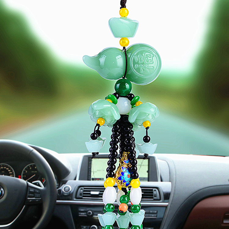 Car pendants, jade PI Xiu ornaments, high-end rearview mirror pendants, safety amulets for entry and exit, interior wall decorations, crystal gourds, Chinese trend details Picture