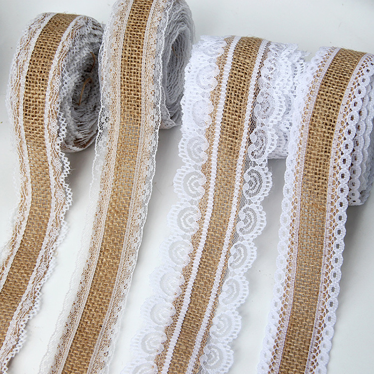 Factory direct sales of DIY handmade Christmas and wedding craft lace and webbing, 10-meter lace ribbon and linen roll on both sides Application Scenario