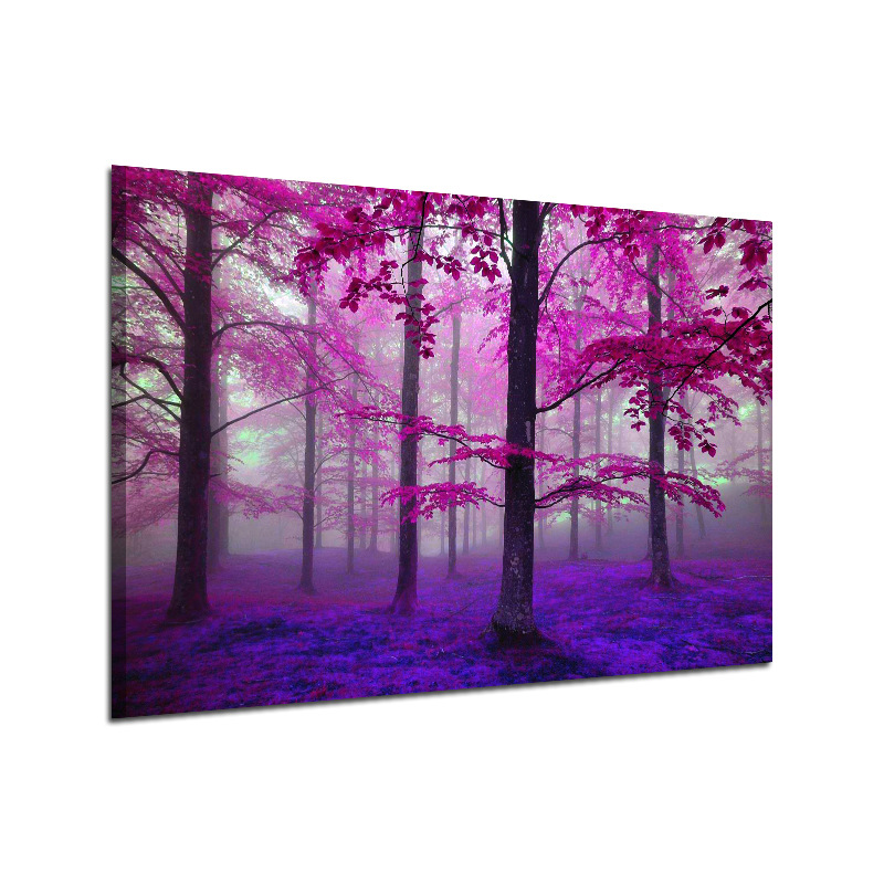 家居客厅卧室玄关无框帆布装饰挂画 唯美紫树林高清喷绘油画画芯详情图5
