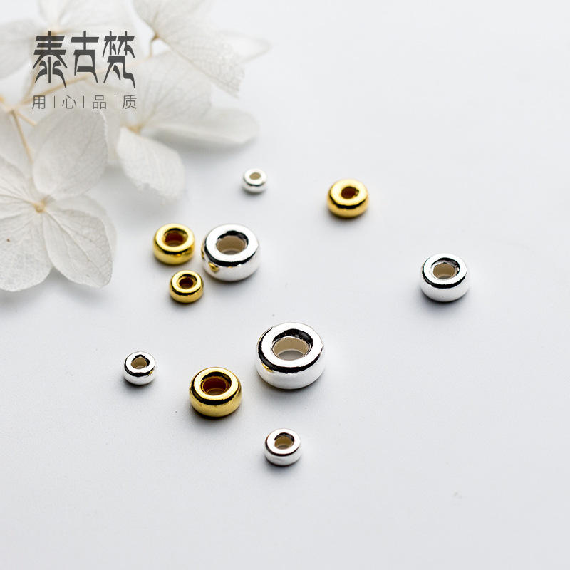 S925 Silver Bubble Bead Ring Bead Wheel Bead Spacer Gasket Handmade Diy Jewelry Accessories Loose Bead S0303 Item Picture