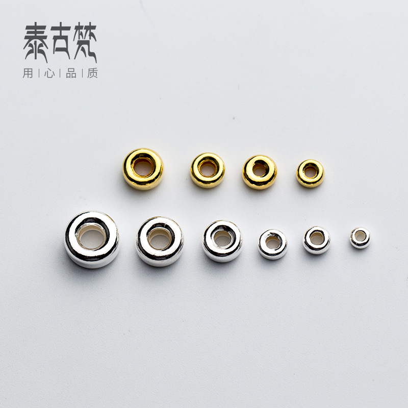 S925 Silver Bubble Bead Ring Bead Wheel Bead Spacer Gasket Handmade Diy Jewelry Accessories Loose Bead S0303