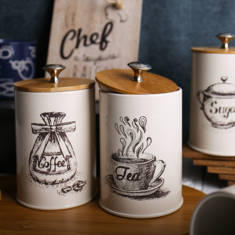 Wholesale Of 2019 New Semi-Handmade Storage Tanks, Exquisite And Environmentally Friendly Galvanized Iron Household Tea And Coffee Storage Tanks Specification drawing