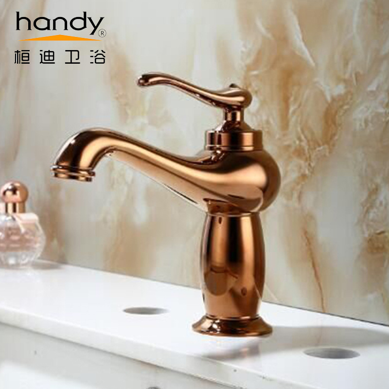 Wholesale rose gold-plated hot and cold mixed water washbasin faucet, antique faucet, double washbasin faucet from the manufacturer