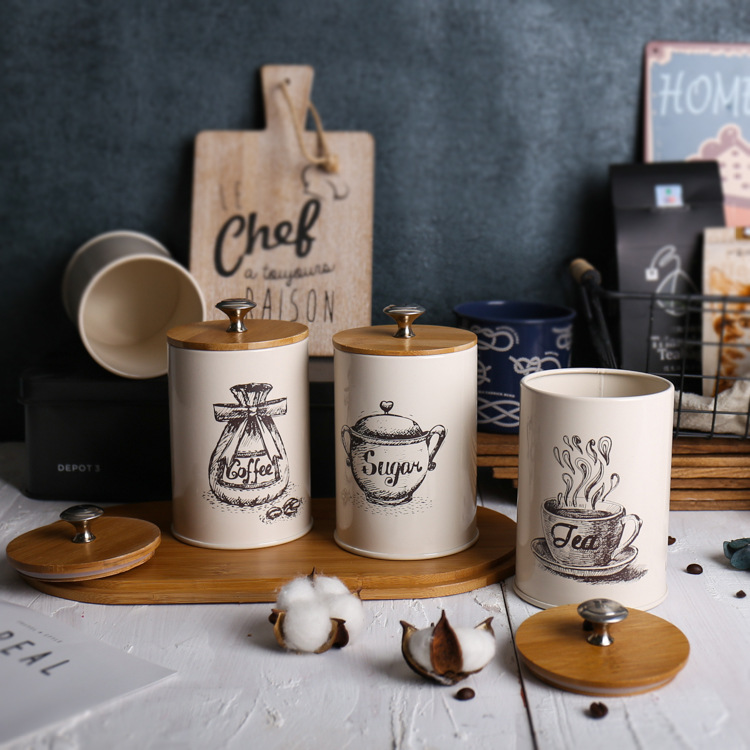 Wholesale Of 2019 New Semi-Handmade Storage Tanks, Exquisite And Environmentally Friendly Galvanized Iron Household Tea And Coffee Storage Tanks