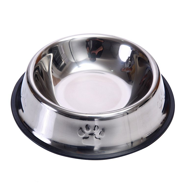 Wholesale thickened stainless steel dog bowls, cat bowls, anti-slip pet food bowls, feeders, various sizes of durable tableware in stock details Picture