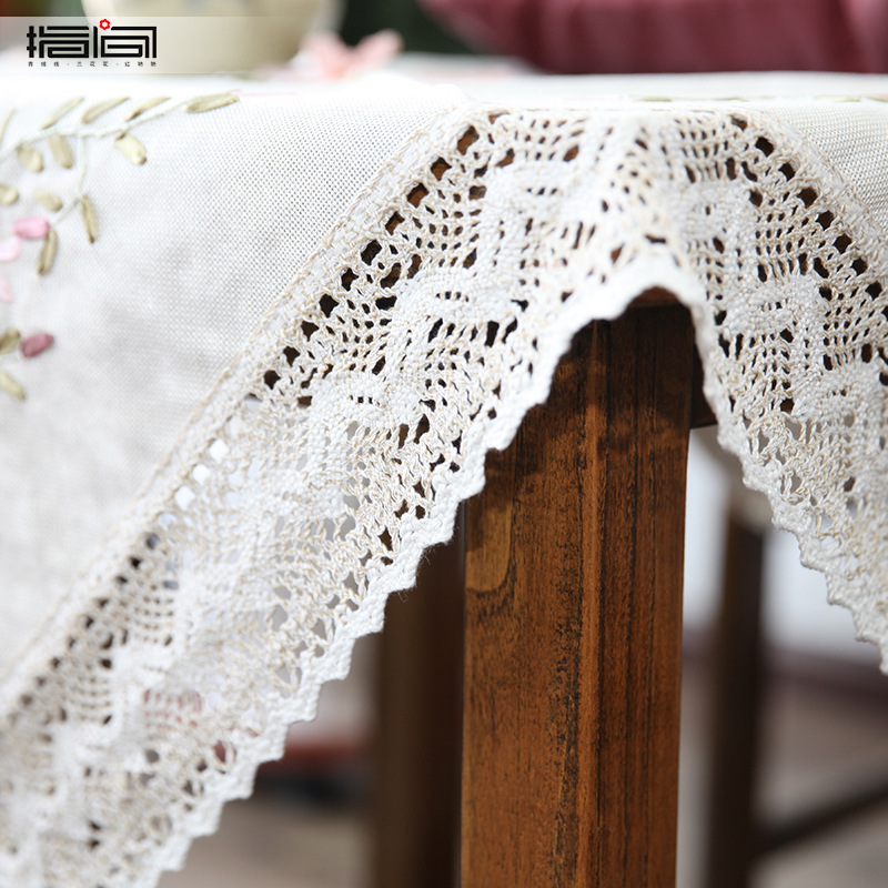 Jin Hao Embroidery Diy Tablecloth Cloth Garden Small Fresh Rectangular Coffee Table Table Cloth Tablecloth Square Placemat Specification drawing