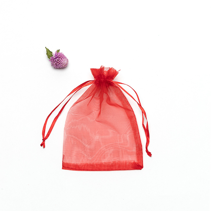 Ougen gauze bags, solid-color drawstring mesh bags, small gift packaging bags, printable transparent trial bags for wholesale Item Picture
