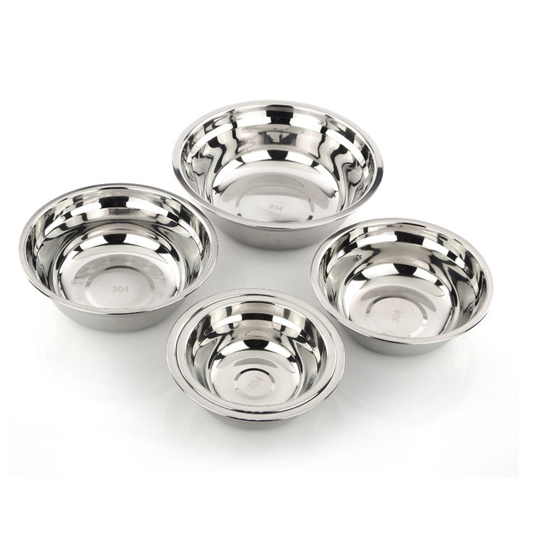 304不锈钢圆盘汤盆 加厚单层调料盆 幼儿园食堂餐厅汤碗餐盘批发