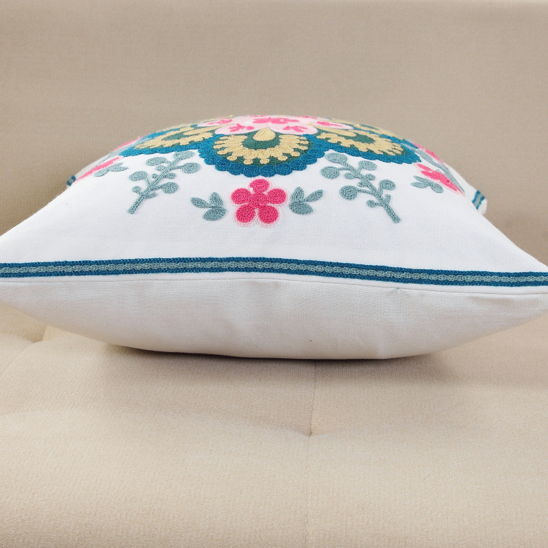 Hot Flower Embroidery Pillow Cover Ins Sofa Living Room Cushion Bed Soft Bag Office Pillow Ins Wind Application Scenario