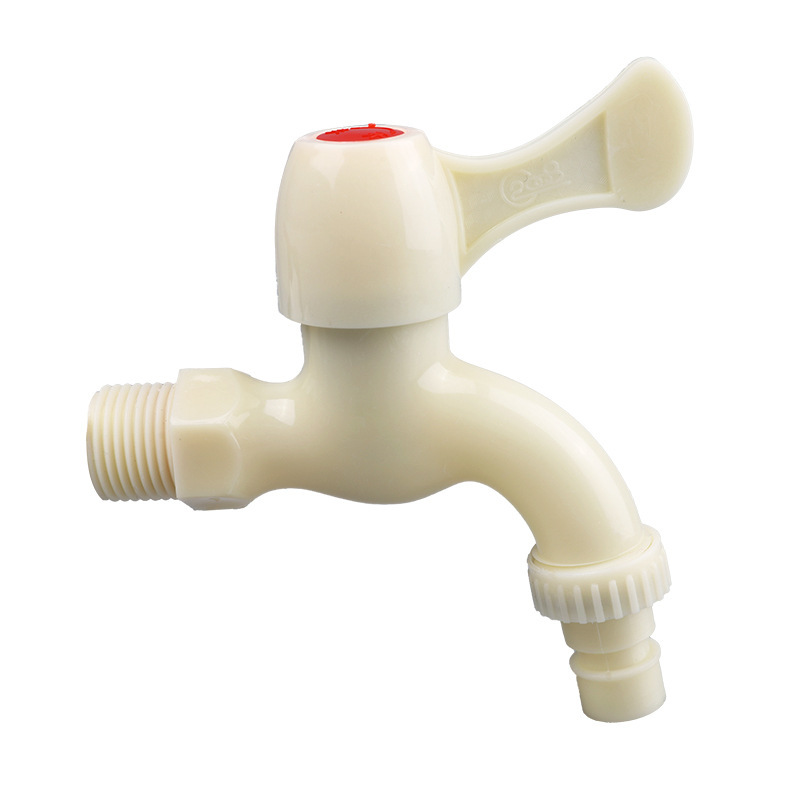 Beige PP plastic washing machine faucet, household quick-opening single-cooling 4-minute washing machine faucet sanitary ware wholesale