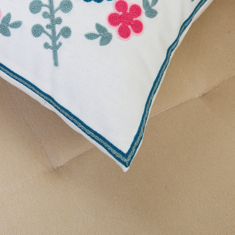 Hot Flower Embroidery Pillow Cover Ins Sofa Living Room Cushion Bed Soft Bag Office Pillow Ins Wind Specification drawing