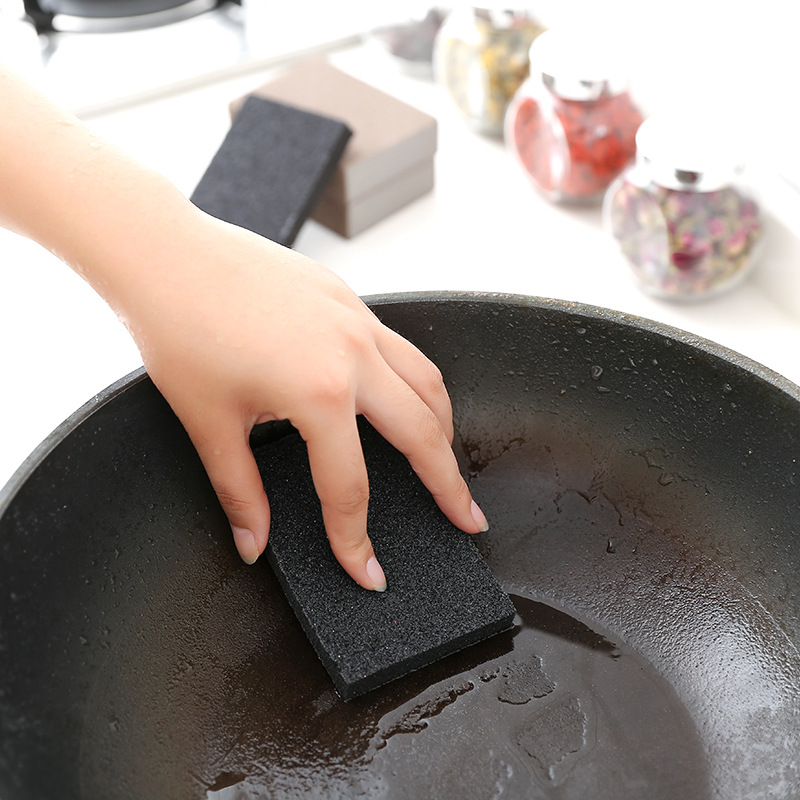 Kitchen diamond sand sponge cleaner, a household stain and rust removal wonder, magic scrub for black stains on the bottom of POTS, cleaning sponge block Specification image
