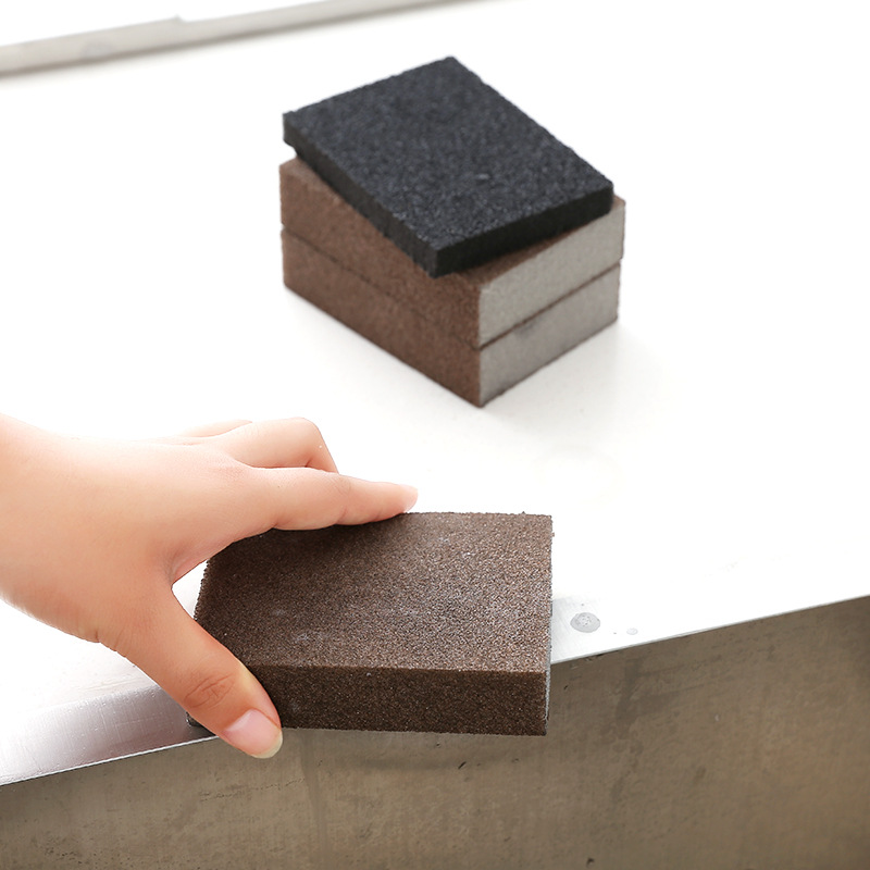 Kitchen diamond sand sponge cleaner, a household stain and rust removal wonder, magic scrub for black stains on the bottom of POTS, cleaning sponge block details Picture