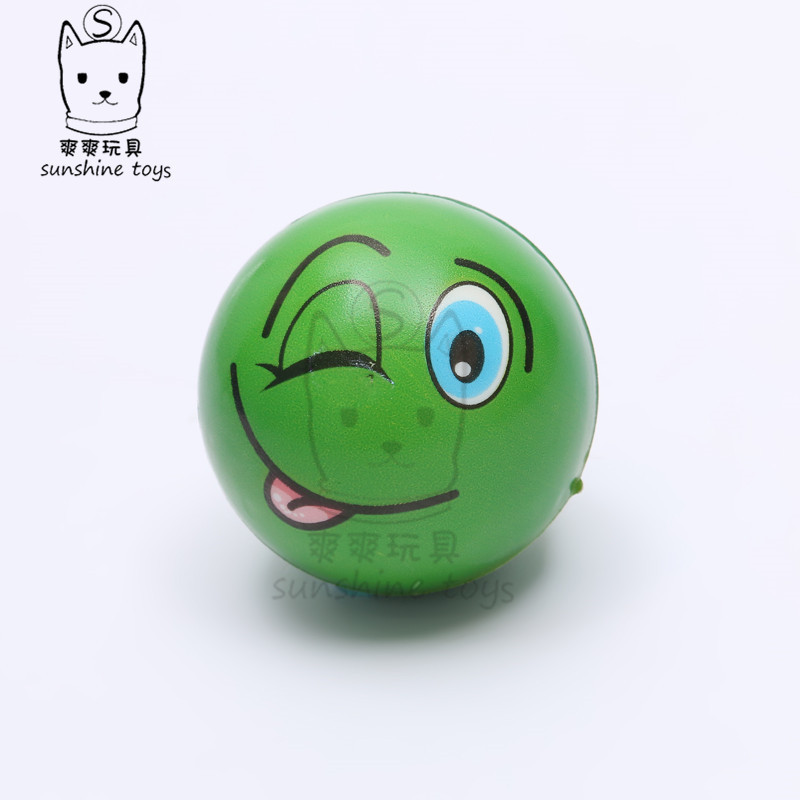 6.3cm six-color emoji smiley face PU ball, release sponge expression foam stress children's pet toy ball Specification image