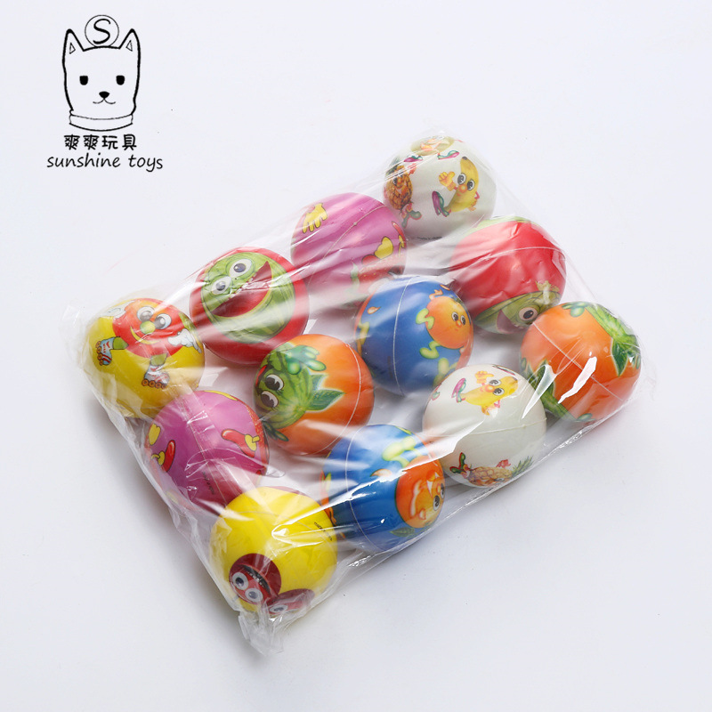 6.3 Fruit cartoon PU ball sponge pressure foaming children's toy ball manufacturer wholesale pet supplies details Picture