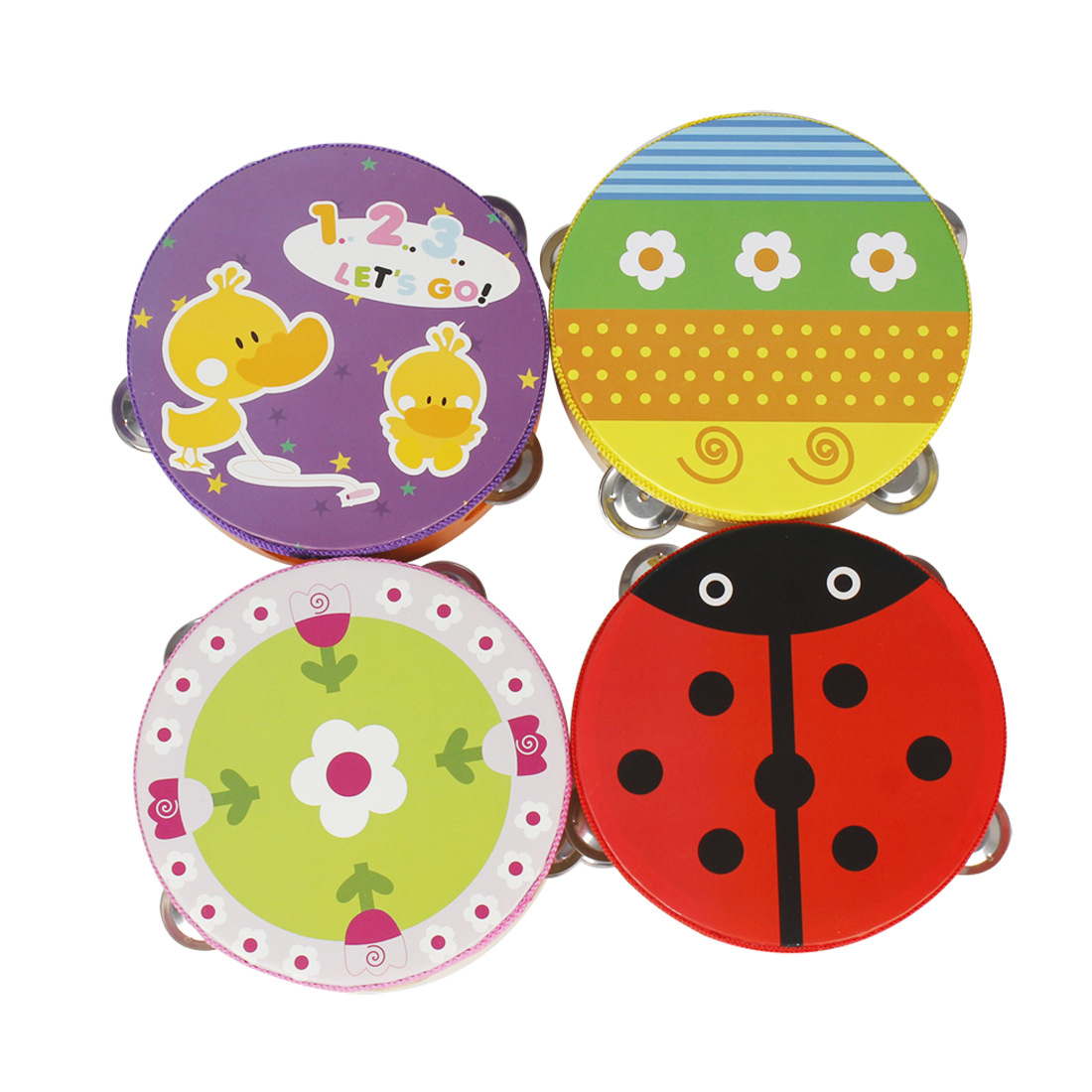 打击乐器卡通手摇铃鼓木制幼儿园老师表演手拍鼓儿童益智手鼓玩具