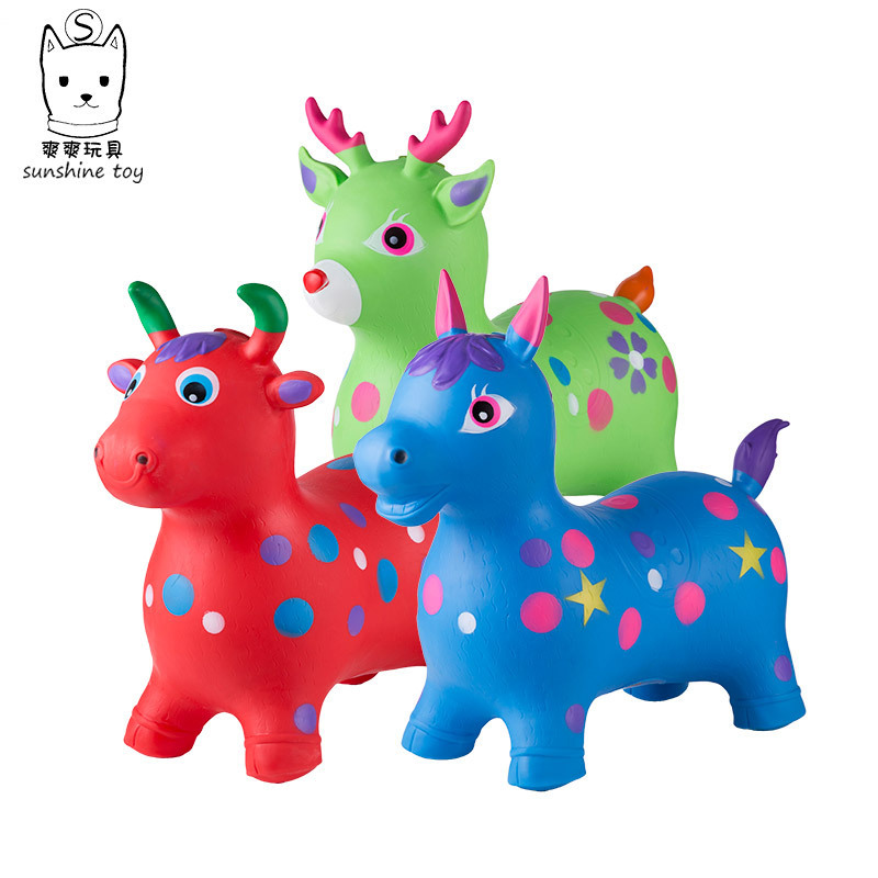 Factory direct sales: Thickened PVC music painting inflatable jumping leather horse, enlarged new material children's riding toy pony Item Picture