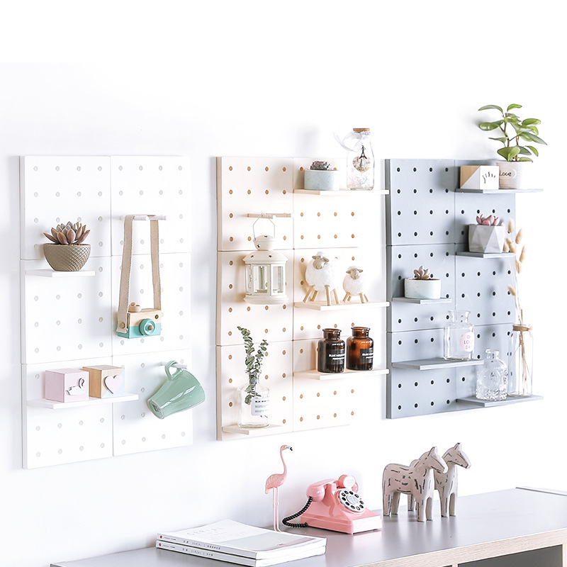 Simple plastic perforated board set for living room, kitchen, wall, bedroom storage, wall partition, and home wall-mounted storage rack