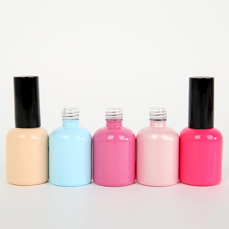 15ml empty round bottle of nail polish gel, fashionable nail polish bottle, colored liquid lip gloss, portioned glass bottle wholesale