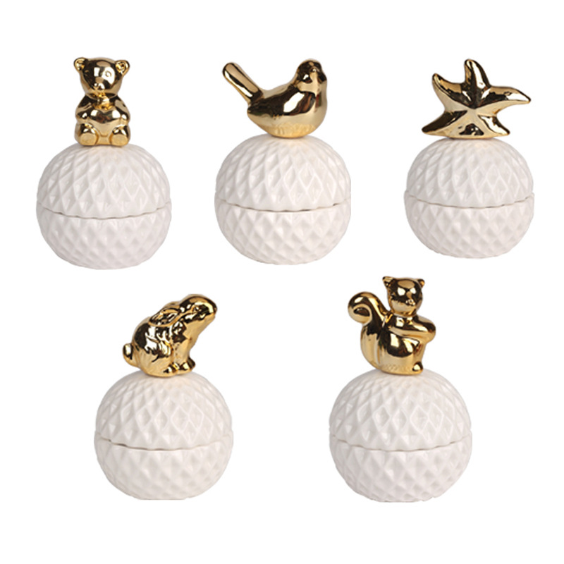 创意电镀工艺陶瓷首饰盒喜品盒礼品家居储物收纳香蜡罐摆件伴手礼详情图5