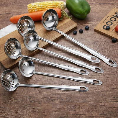 Island Qi stainless steel soup spoons and strainers, household and commercial hot pot spoons and strainers, kitchen small tools factory direct sales thumbnail
