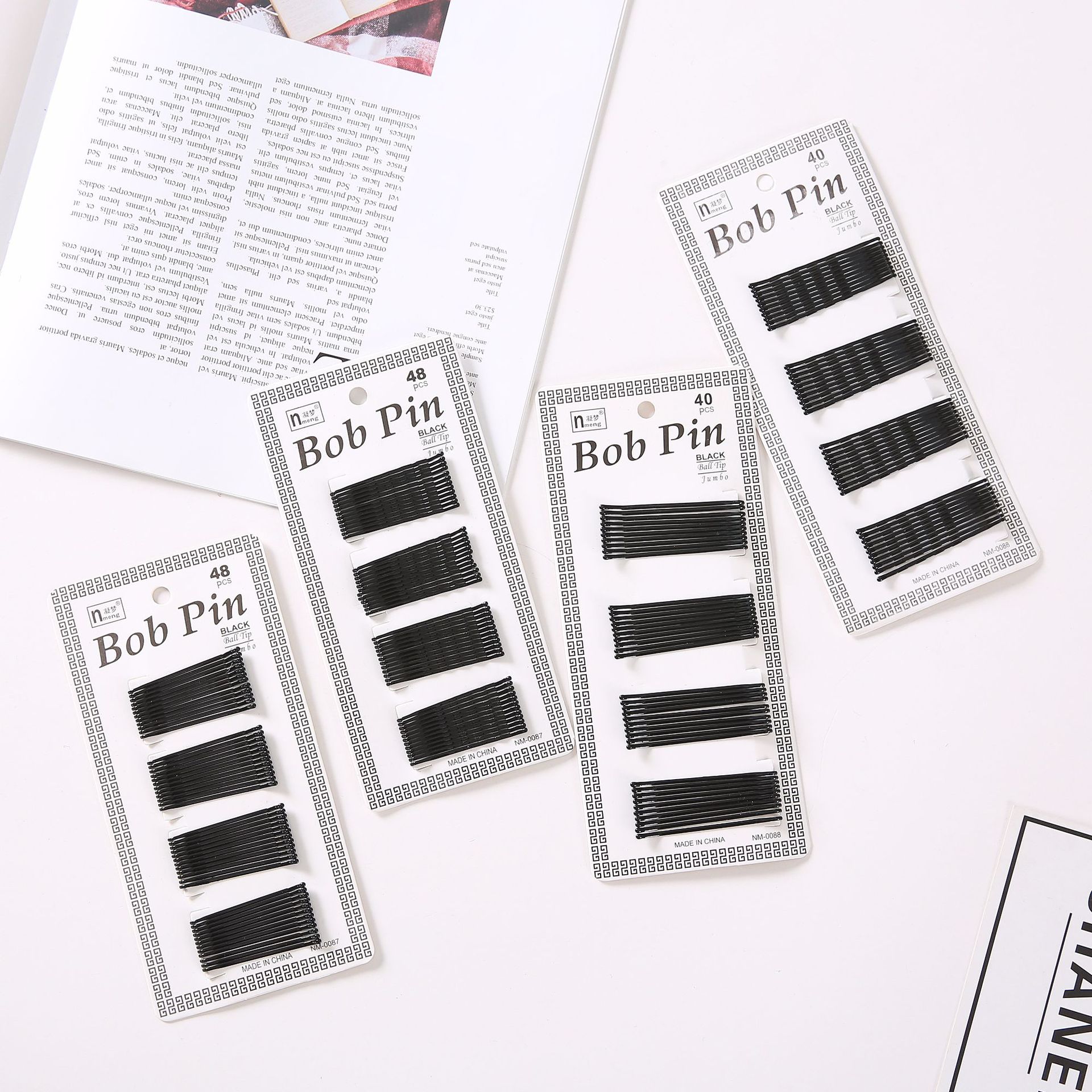 Wholesale of Qiyue Classic black straight clips, durable lacquered hair clips, braided hair clips, broken hair bangs clips and side clips details Picture