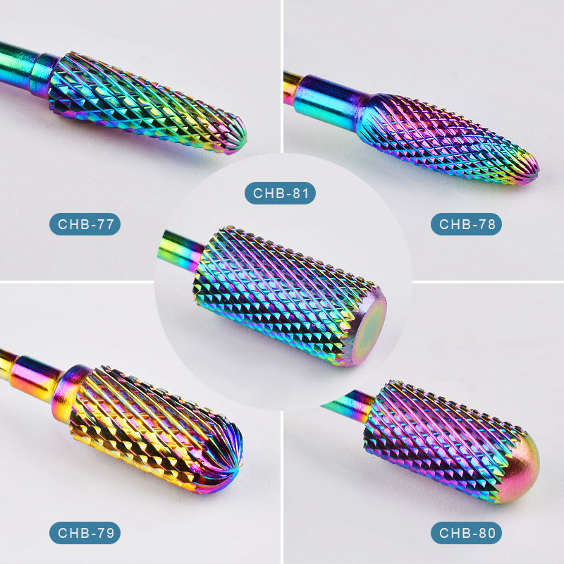 Cross-border nail art electroplated tungsten steel alloy grinding head, tungsten steel color-plated grinding head, grinding machine accessories Specification drawing